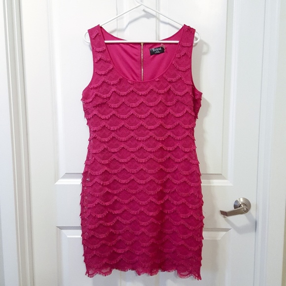Guess Dresses & Skirts - Guess Hot Pink Maria Fringe Sleeveless Dress